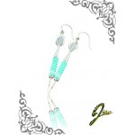 J Sliver Darts In Jewel Ear Ring Light Blue & White