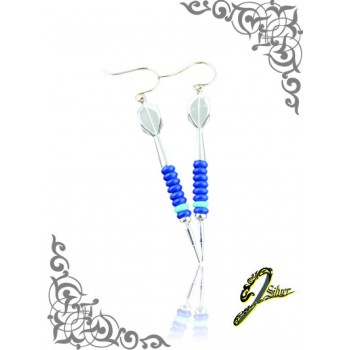 J Sliver Darts In Jewel Ear Ring Double Blue