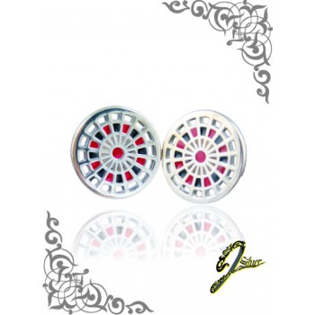 J Sliver Darts Board Ear Ring Black & Red