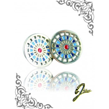 J Sliver Darts Board Ear Ring Double Blue