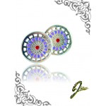 J Sliver Darts Board Ear Ring Pink & Purple