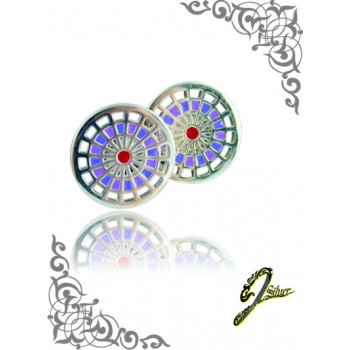 J Sliver Darts Board Ear Ring Pink & Purple